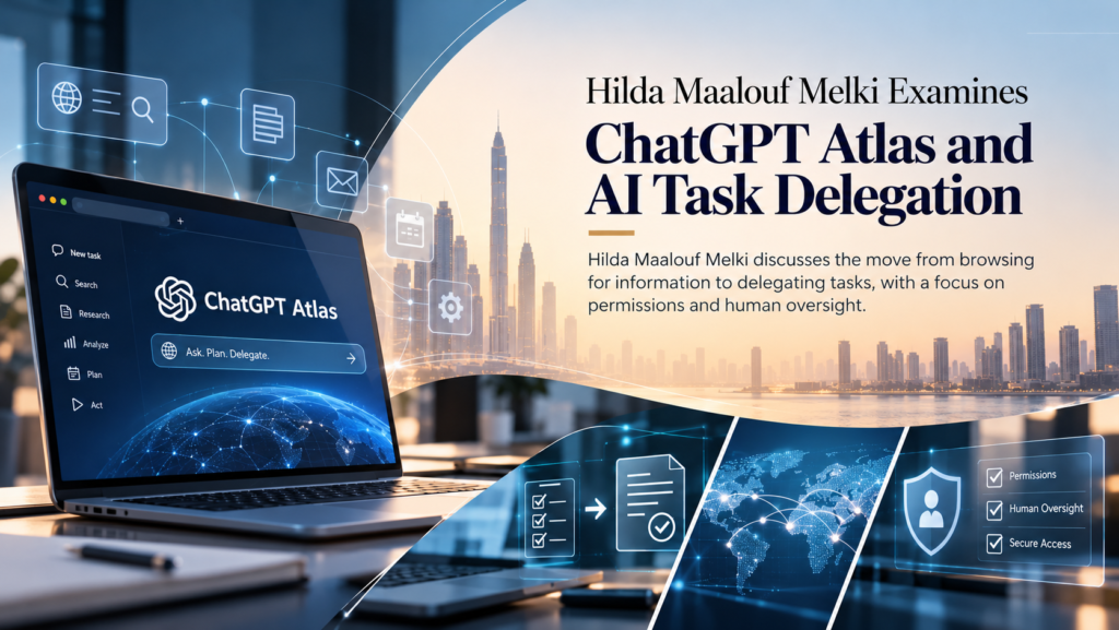 Hilda Maalouf Melki contributed to a Sky News Arabia Business report published on 23 October 2025 examining ChatGPT Atlas and the implications of AI-enabled browsing.