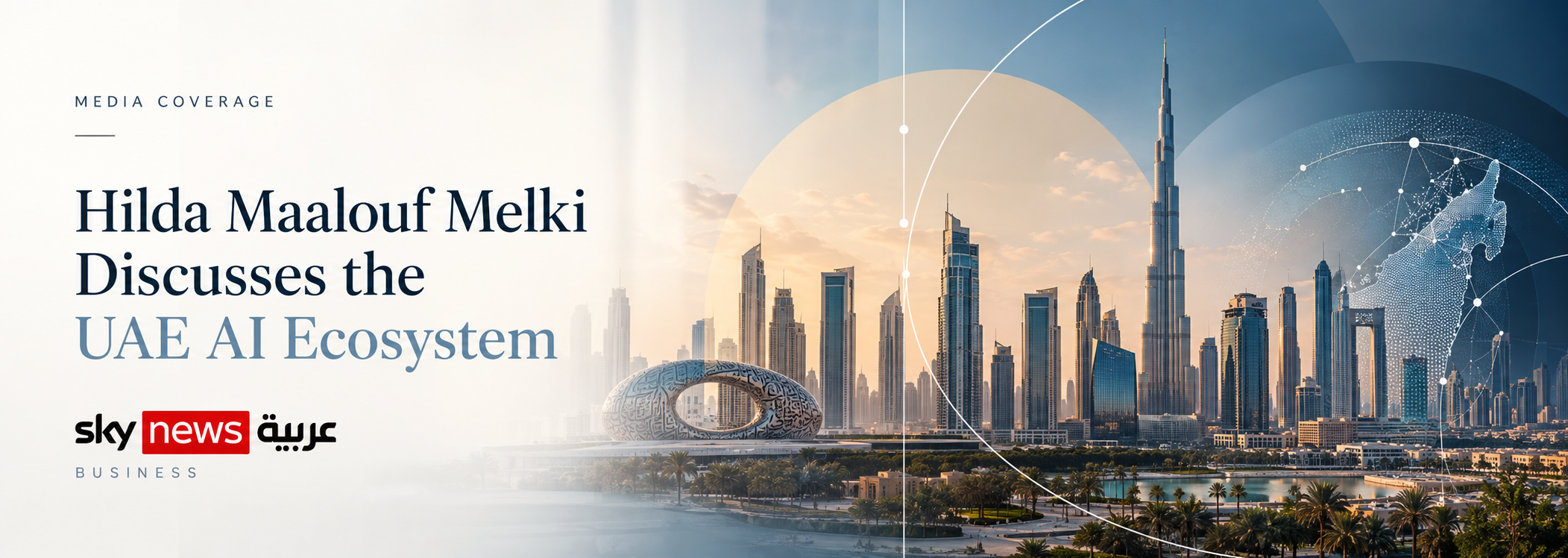 Hilda Maalouf Melki discusses the UAE AI ecosystem and institutional readiness in Sky News Arabia Business coverage.